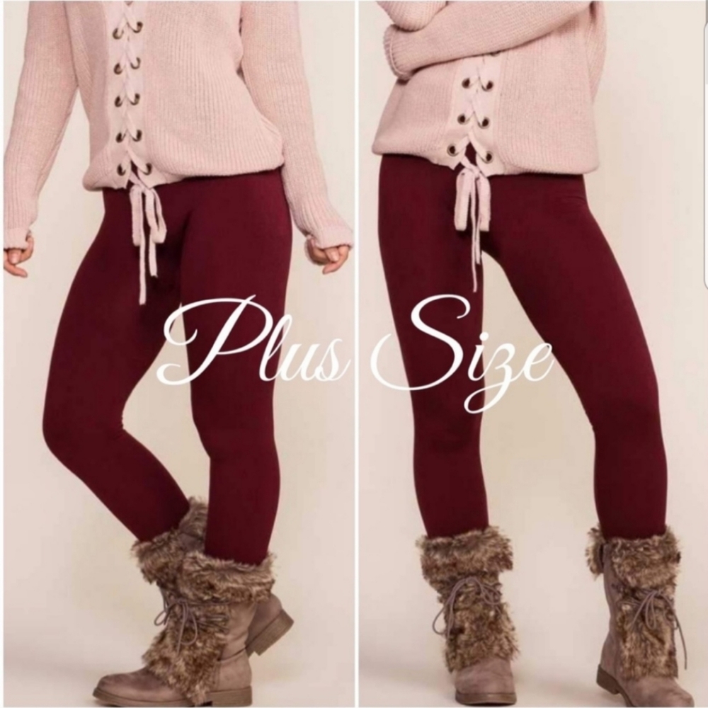 Fleece Lined Burgundy/Wine Leggings
